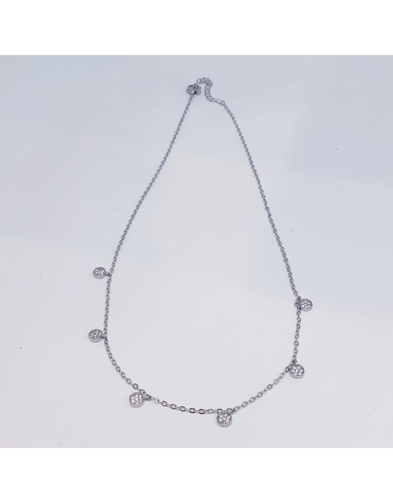 SCF0035 - Silver, Hanging Round Pendants Necklace