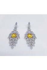 ERJ0523 - Silver, Yellow, Chandelier, Crystal Earring