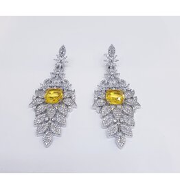 ERJ0523 - Silver, Yellow, Chandelier, Crystal Earring