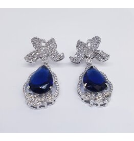 ERJ0525 - Silver, Blue, Chandelier, Crystal Earring