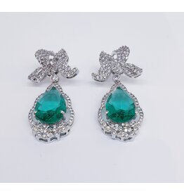 ERJ0526 - Silver, Emerald, Chandelier, Crystal Earring
