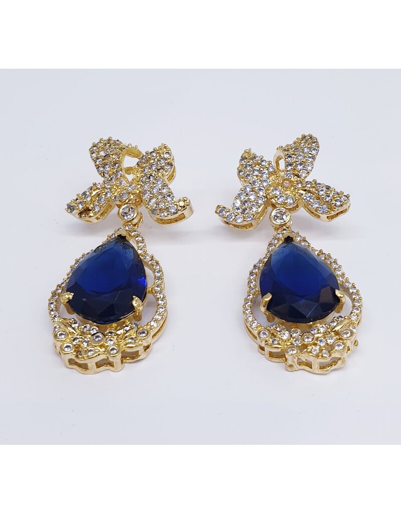 ERJ0529 - Gold, Blue, Chandelier, Crystal Earring