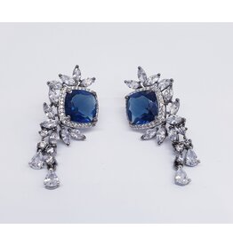 ERJ0533 - Silver, Blue, Square, Crystal Earring