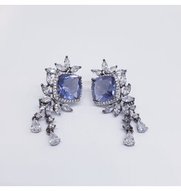 ERJ0532 - Silver, Purple, Square, Crystal Earring