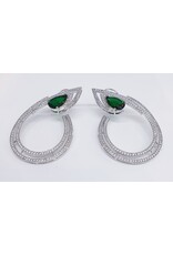 ERJ0540 - Silver, Emerald, Cluster, Large Earring