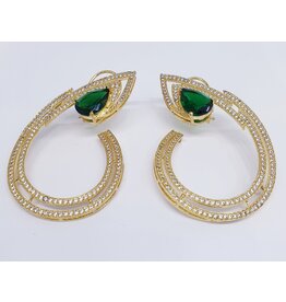 ERJ0542 - Gold, Green, Cluster, Large Earring