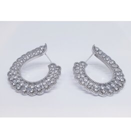 ERJ0516 - Silver, Cluster, Crystal Earring