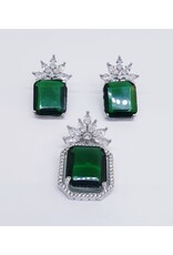 ERJ0560 - Silver, Emerald,  Earring