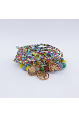 DBA0004 - Gold, Tree Of Life/Multi Beaded Bracelet