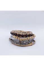 DBA0011 - Gold, Brown,Grey Beaded Bracelet
