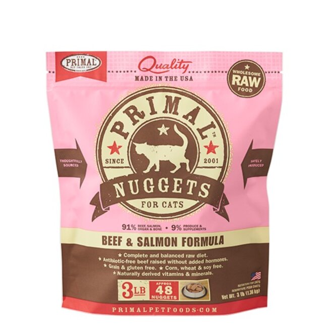 Primal Primal Cat Frozen Beef & Salmon Nuggets 3#