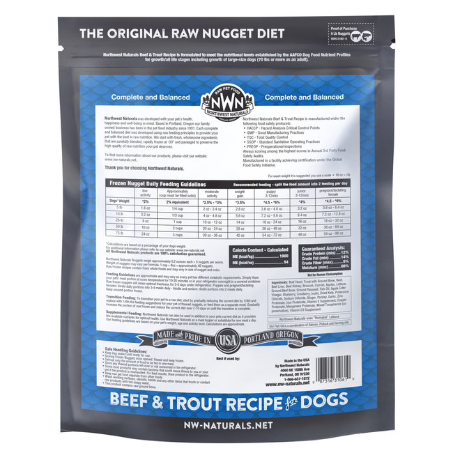 Northwest Naturals Northwest Naturals Frozen Beef & Trout Nuggets 6 lbs