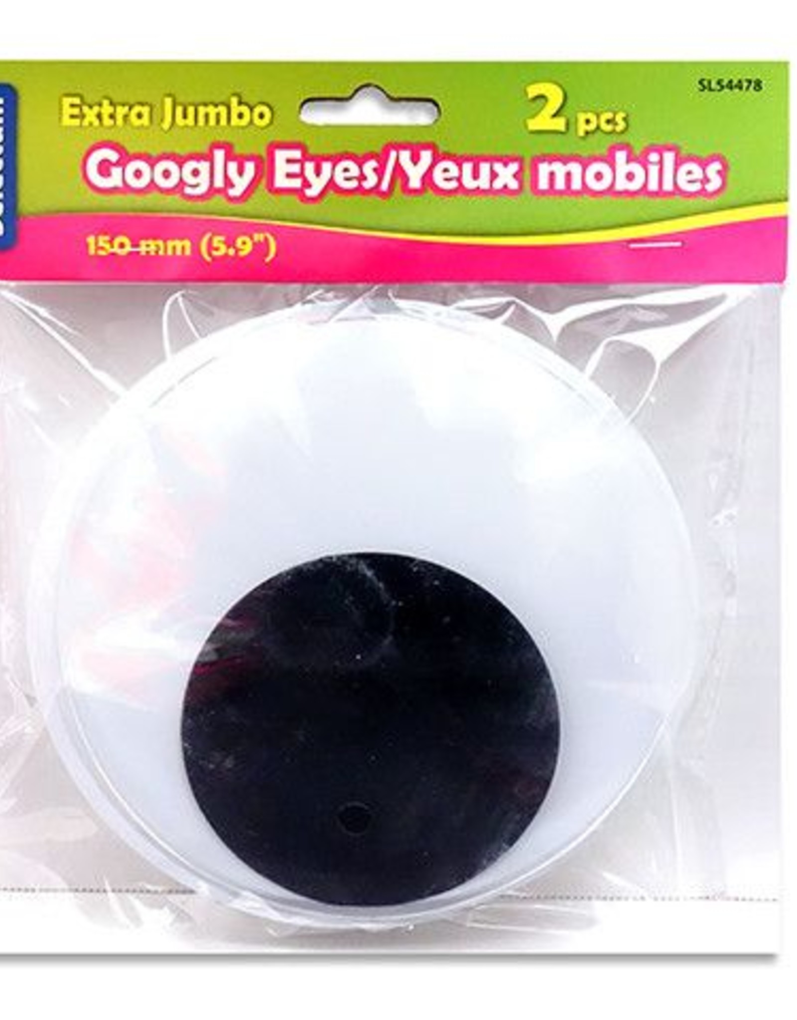 2 Pc Extra Jumbo Google Eyes 5.9" (150Mm) Blk/Whte