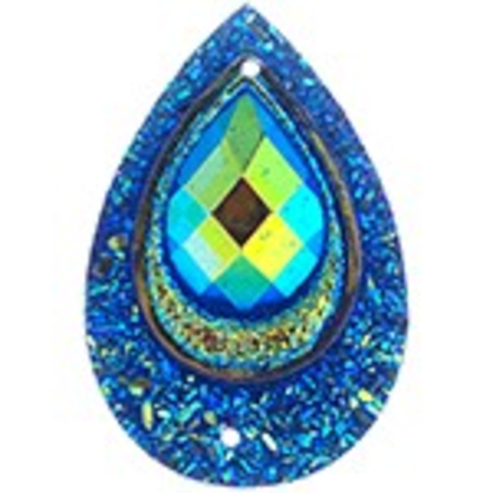 Resin Sew-On Peacock Stone