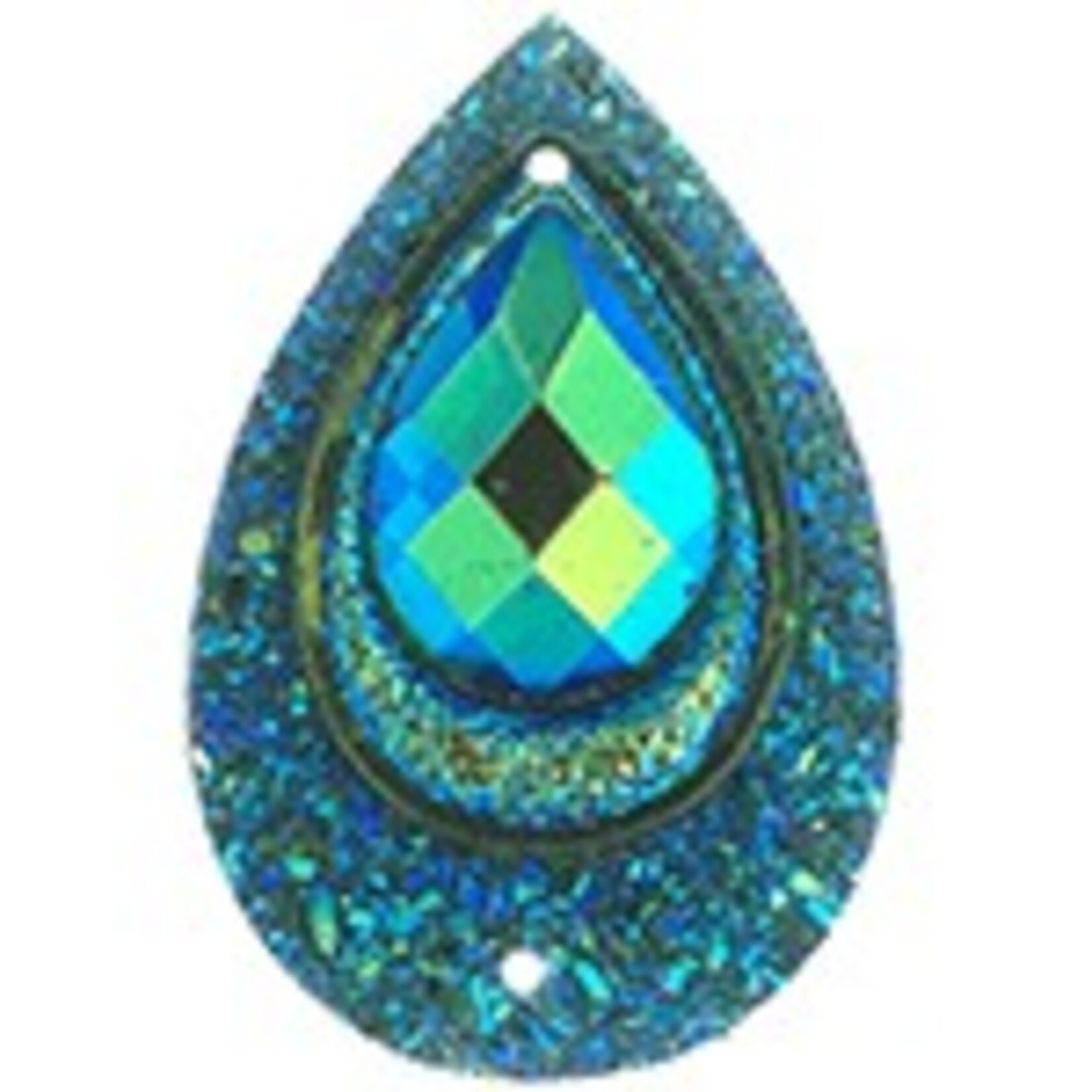 Resin Sew-On Peacock Stone