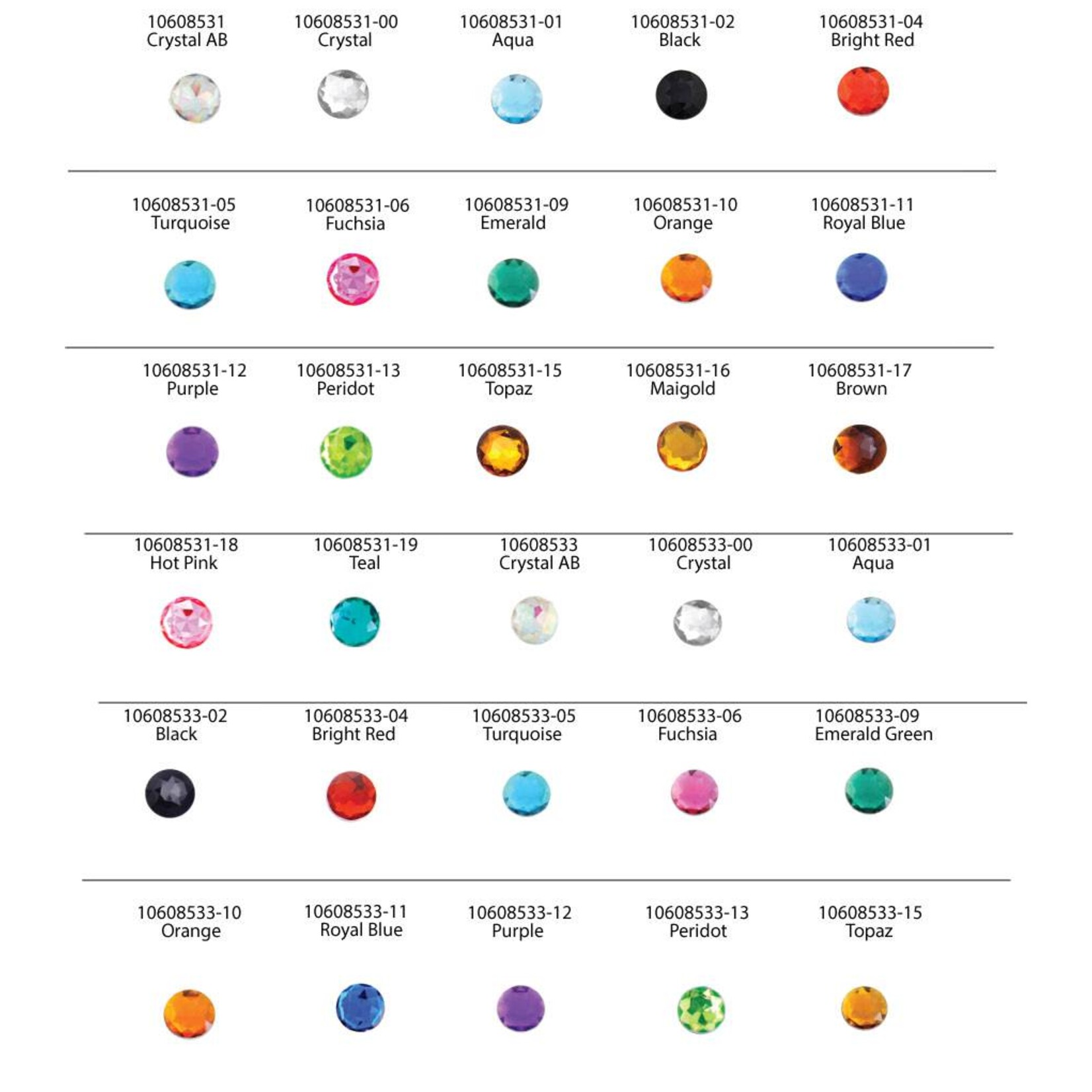 Acrylic Facetted Rhinestone Round  (100 Pcs)