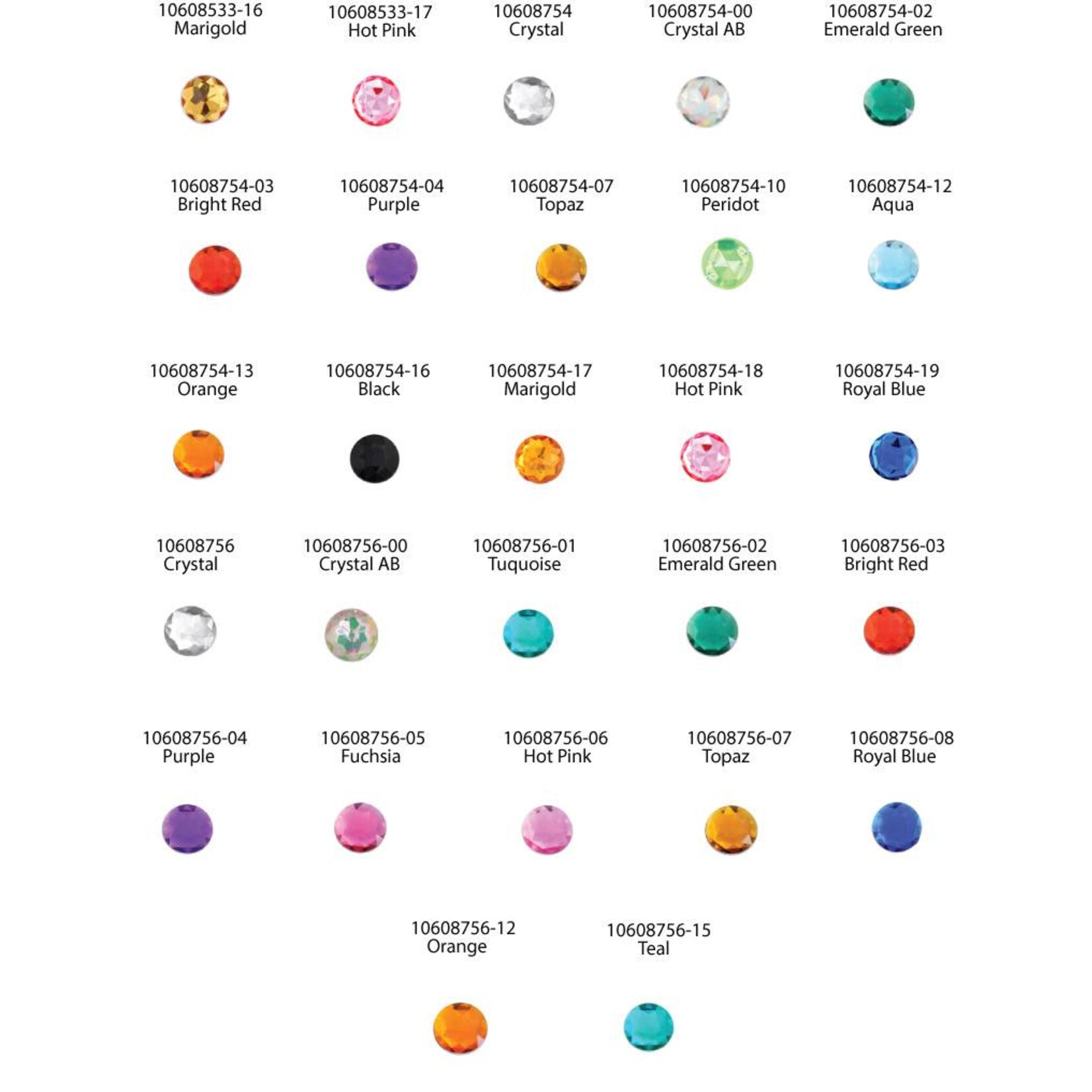 Acrylic Facetted Rhinestone Round  (100 Pcs)