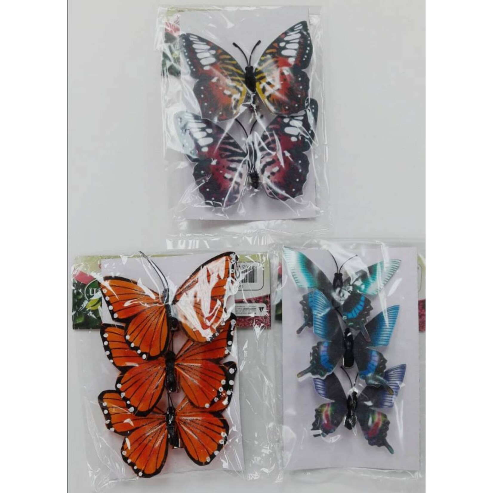 Printed Feather Butterfly Wire Clip Assortment