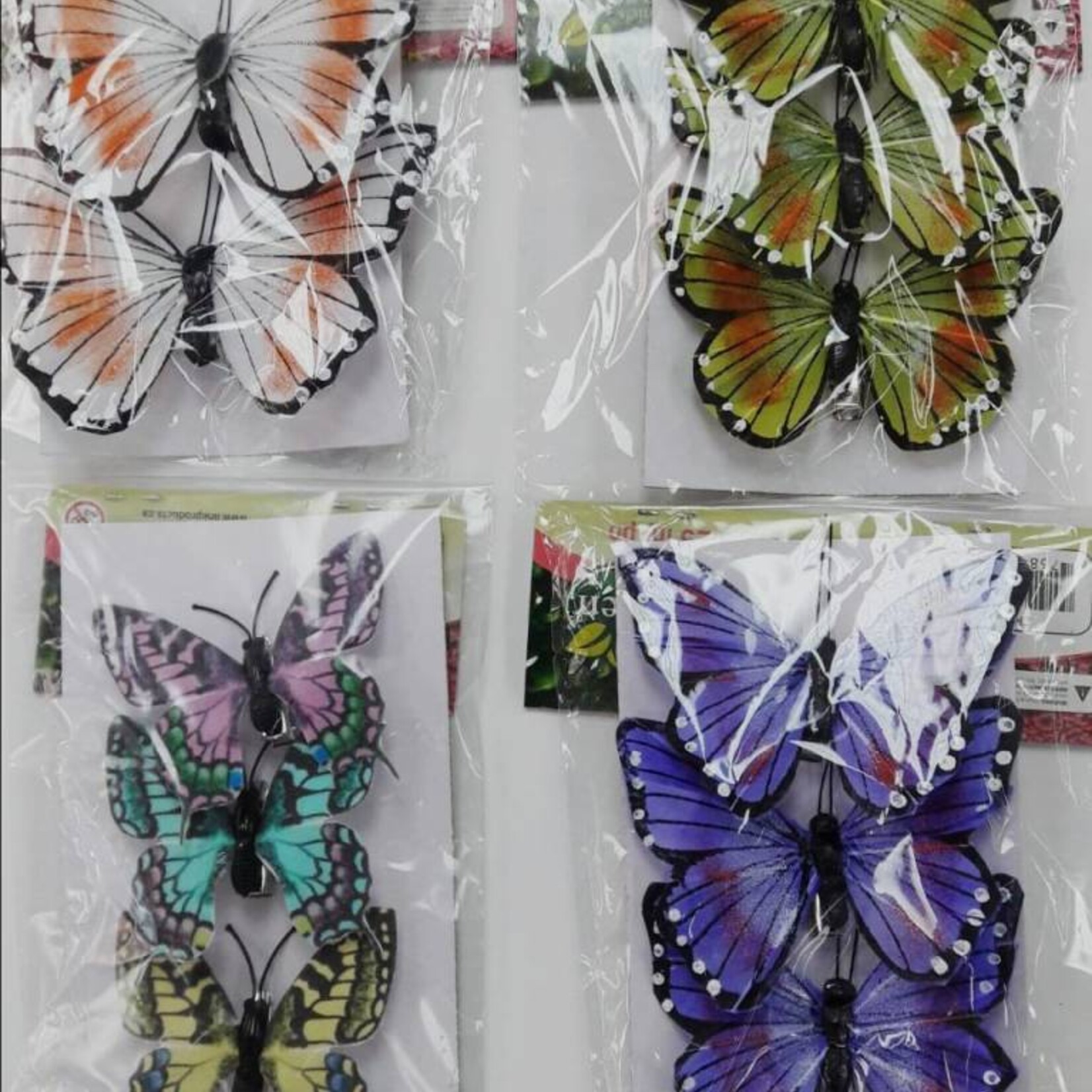 Flocked Printed Butterfly Wire Clip Assortment