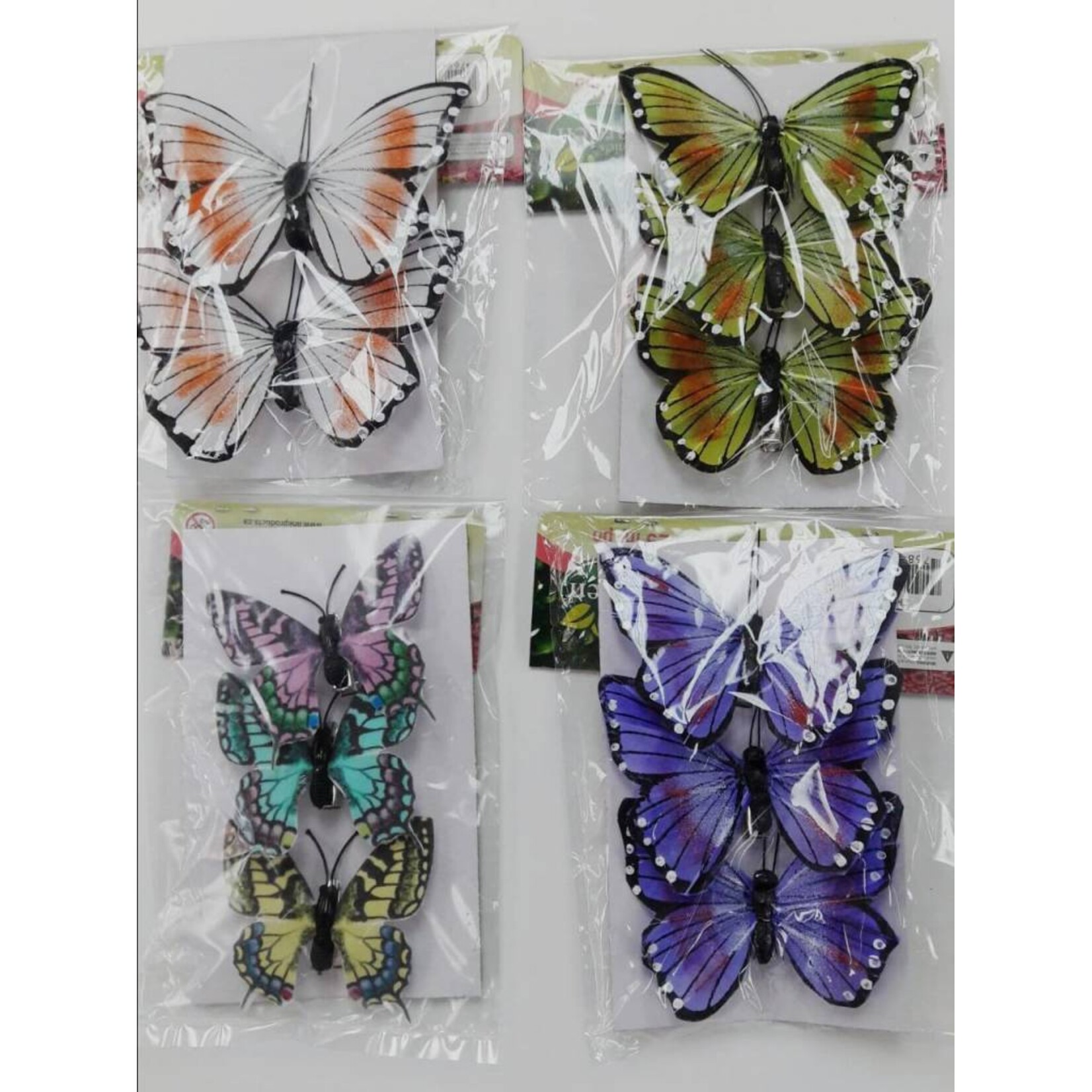 Flocked Printed Butterfly Wire Clip Assortment