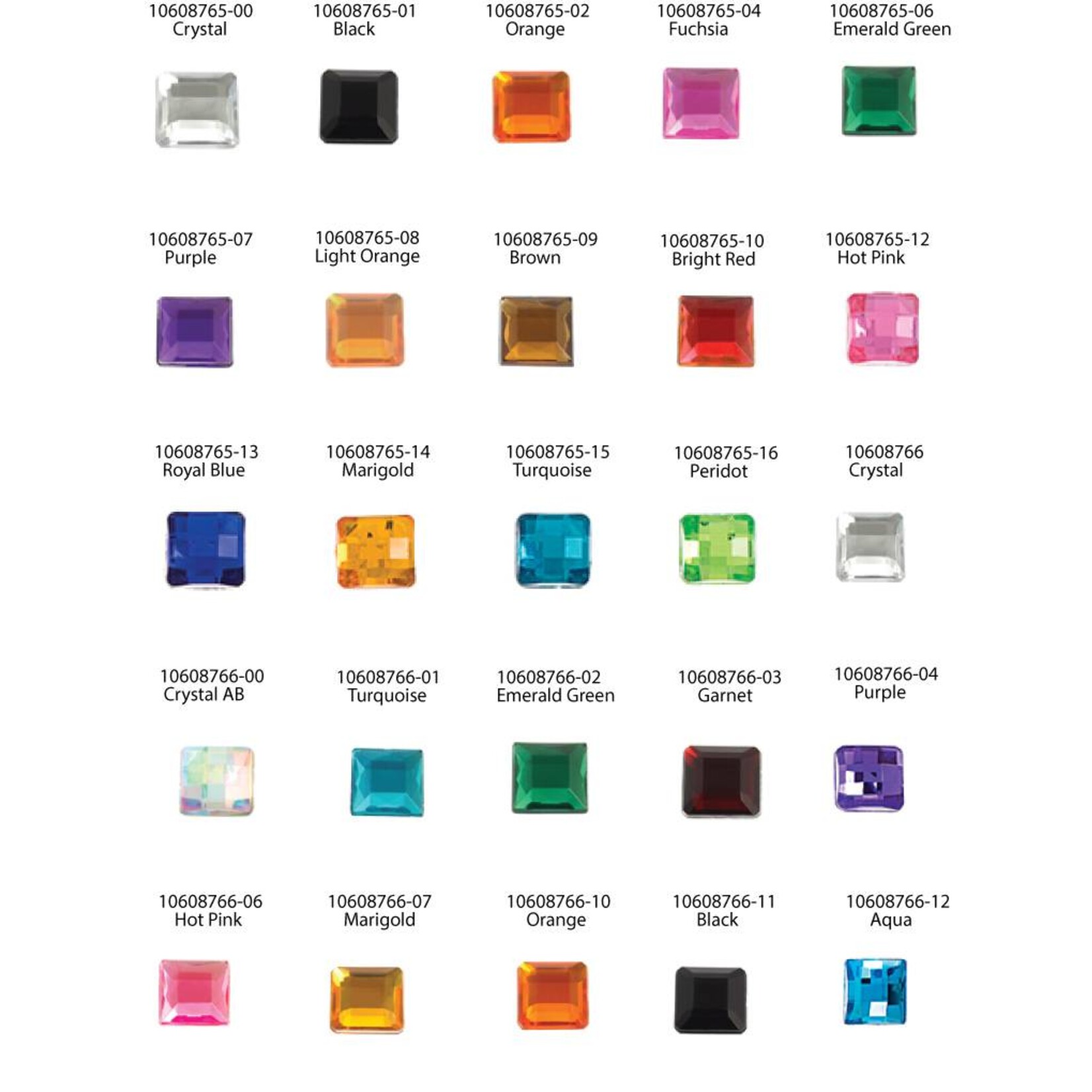 Acrylic Facetted Rhinestone Square (100 Pcs)