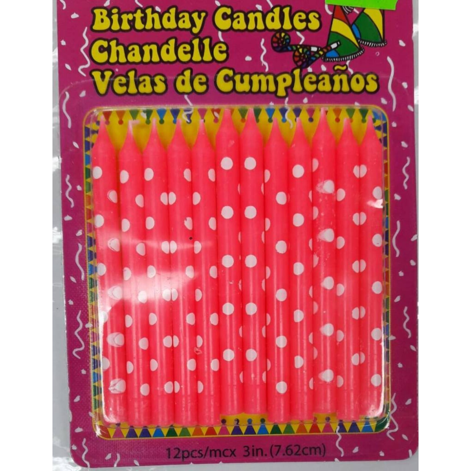 12Pcs Polka  Dot Birthday Candles Assorted