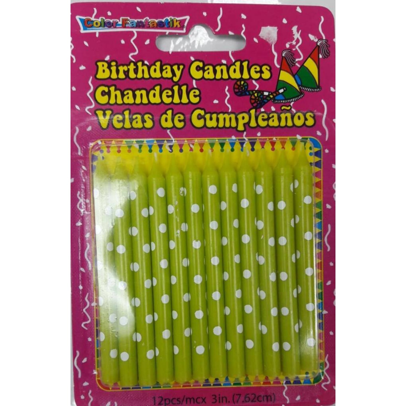 12Pcs Polka  Dot Birthday Candles Assorted