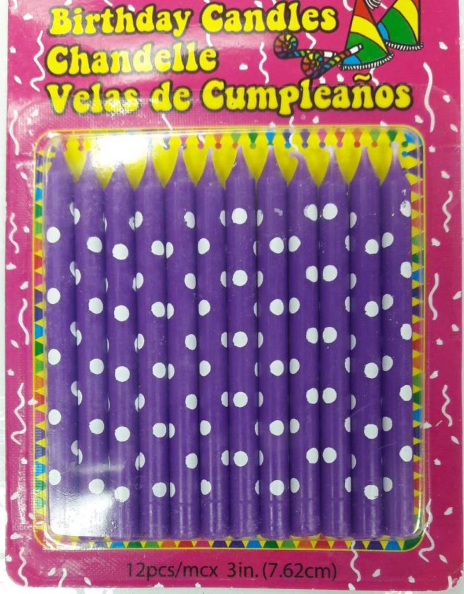 12Pcs Polka  Dot Birthday Candles Assorted