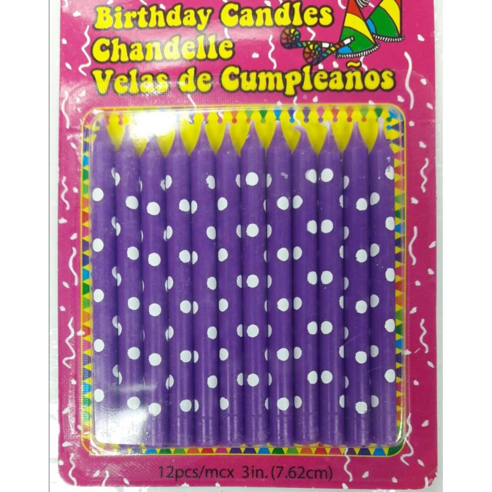 12Pcs Polka  Dot Birthday Candles Assorted