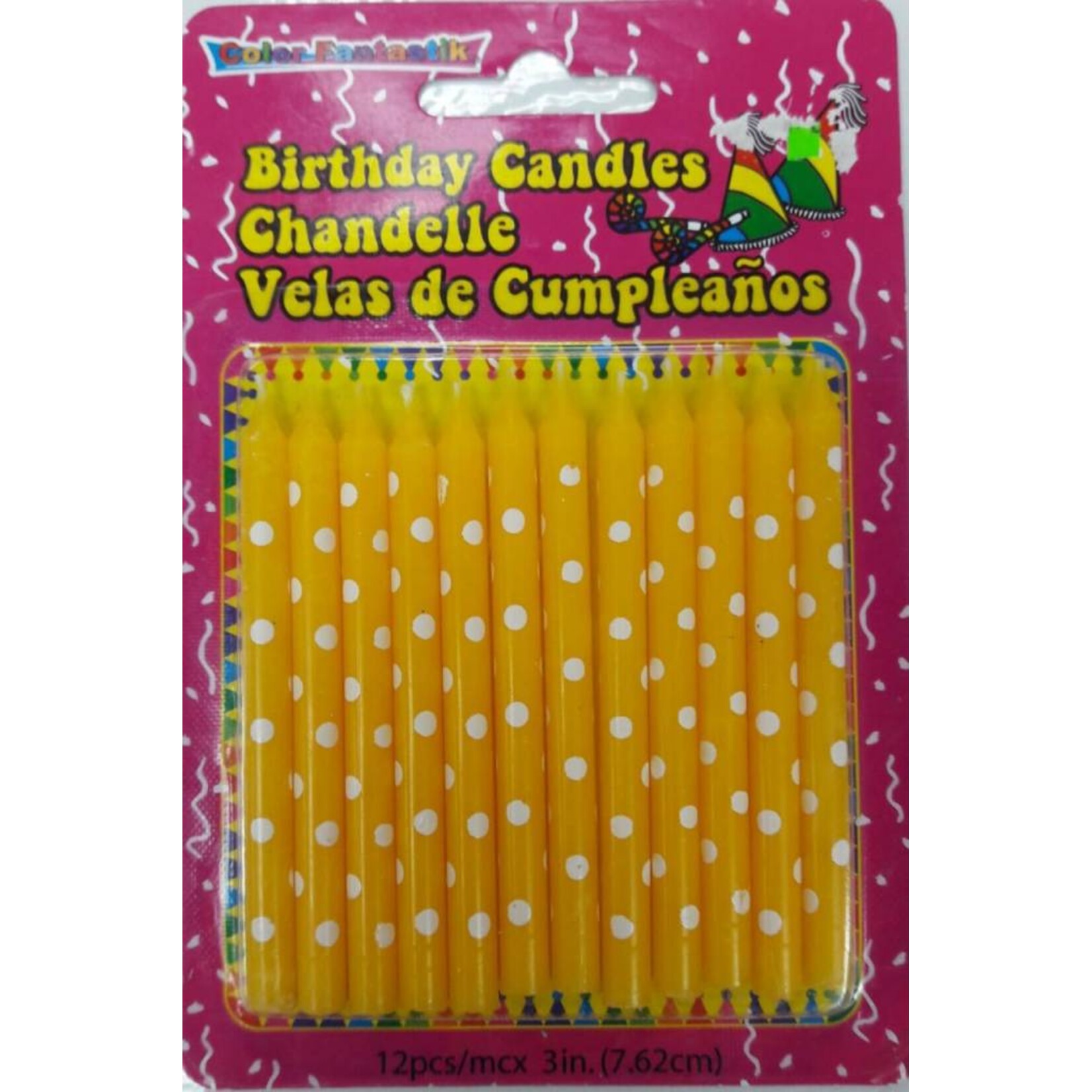 12Pcs Polka  Dot Birthday Candles Assorted