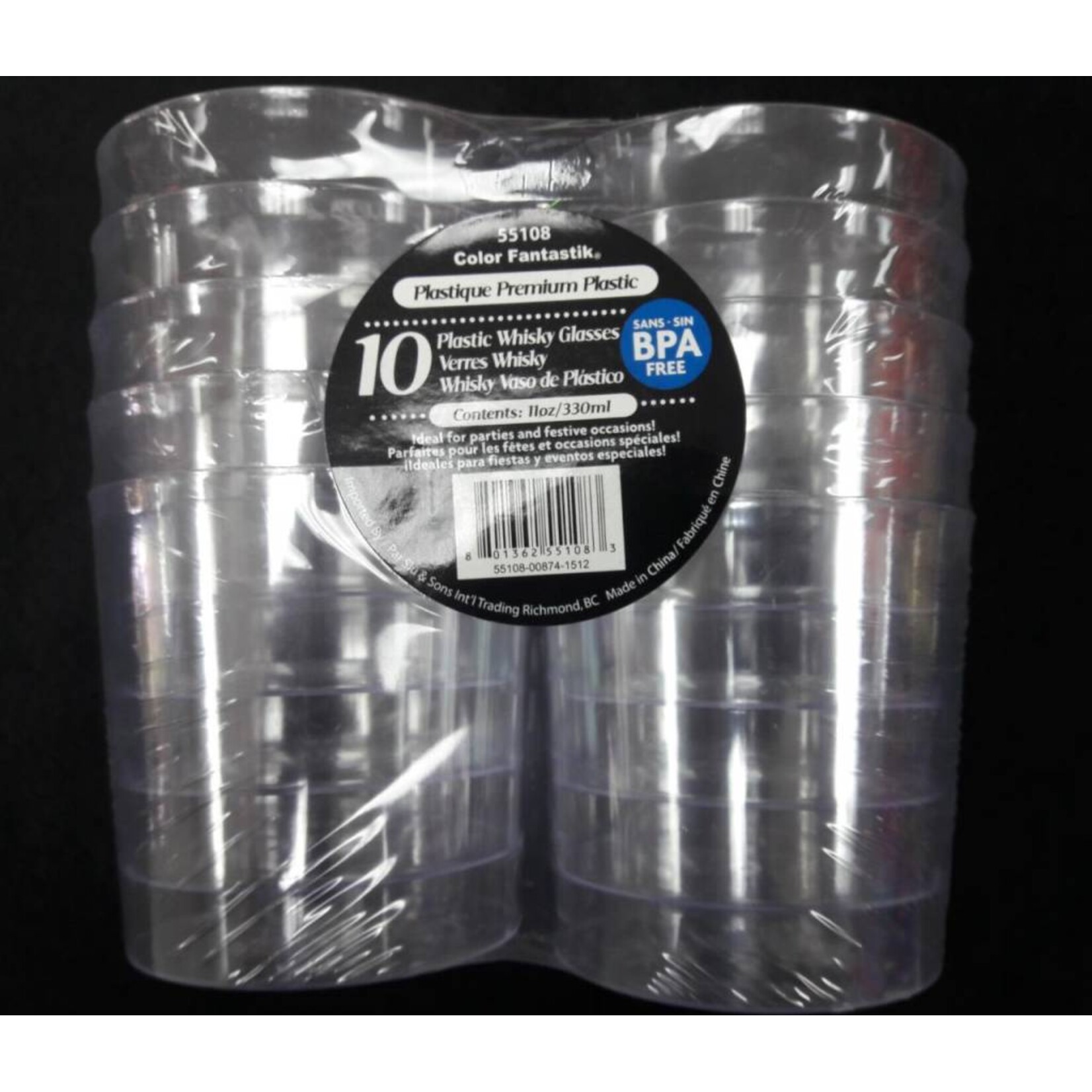 PLASTIC WHISKY GLASS, CLEAR 330ML 10CT