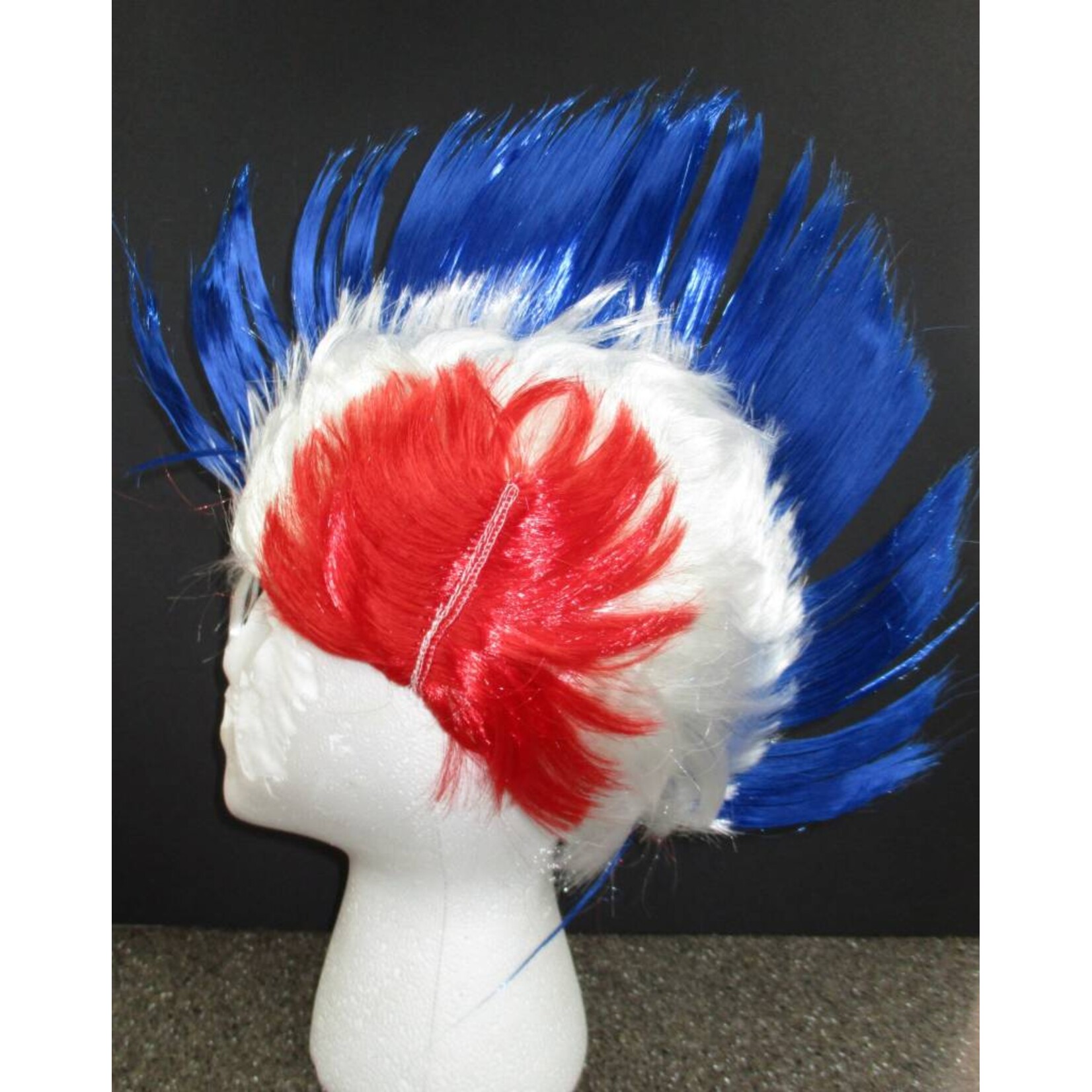 Mohawk Wig - Blue/White/Red