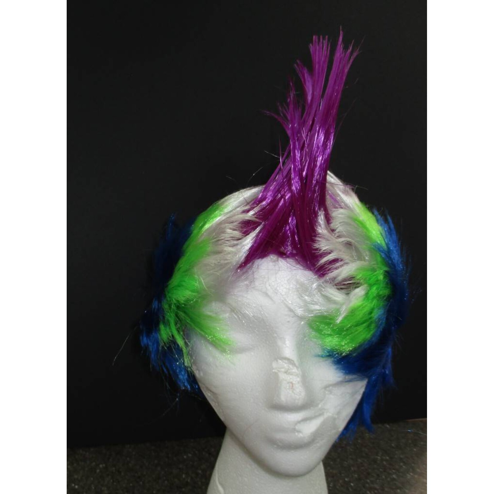 Mohawk Wig - Purple/White/Lime/Blue