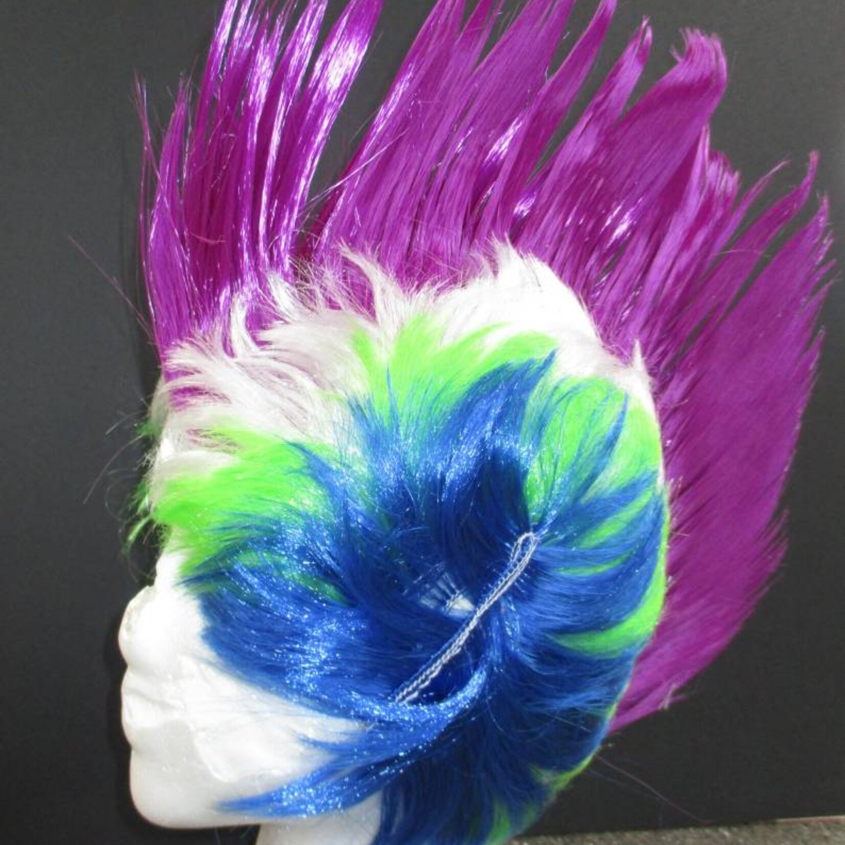 Mohawk Wig - Purple/White/Lime/Blue