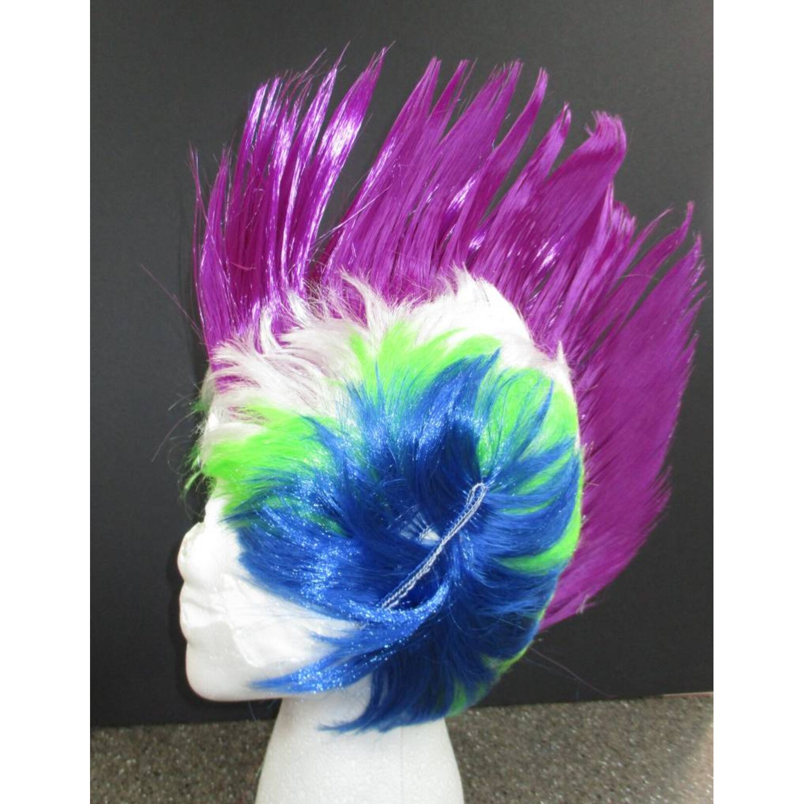 Mohawk Wig - Purple/White/Lime/Blue