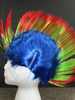 Mohawk Wig - Red/Lime/Blue