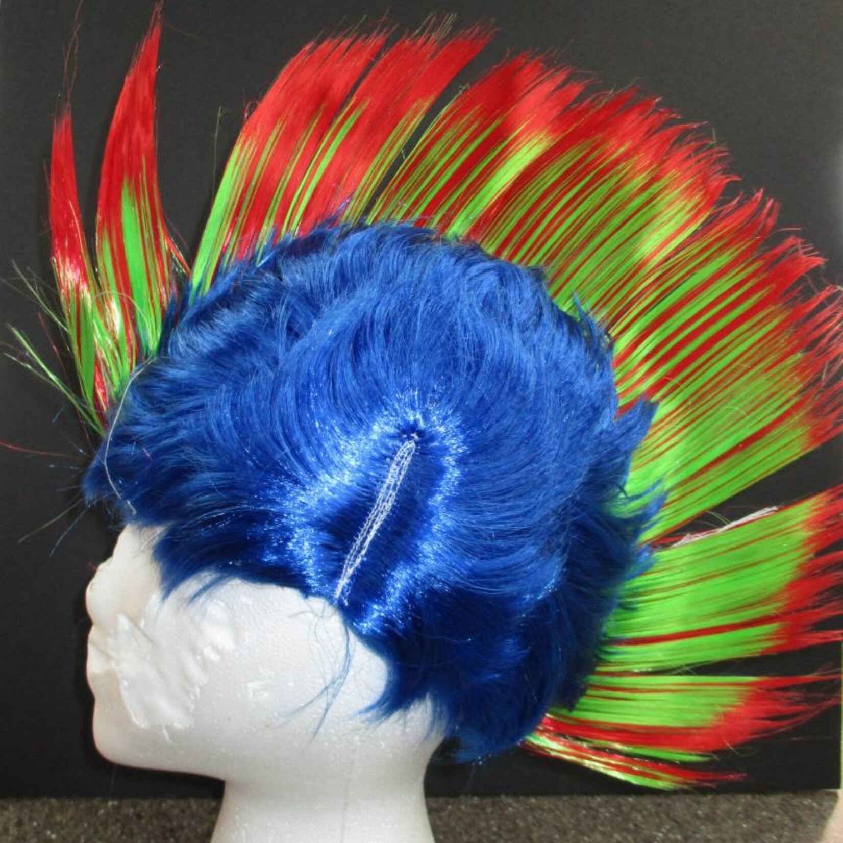 Mohawk Wig - Red/Lime/Blue