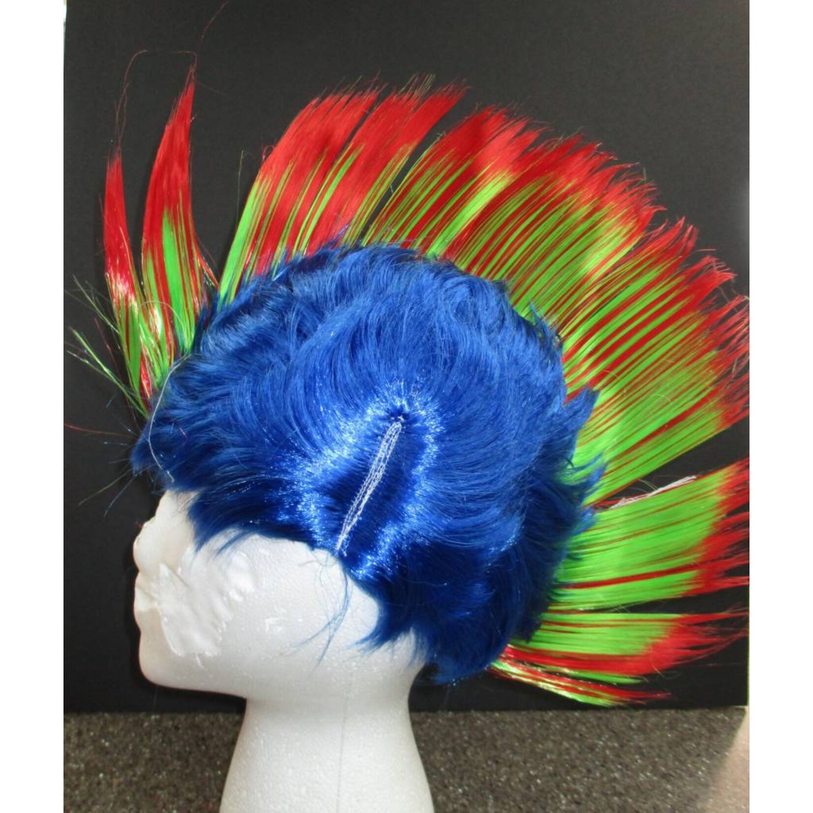 Mohawk Wig - Red/Lime/Blue