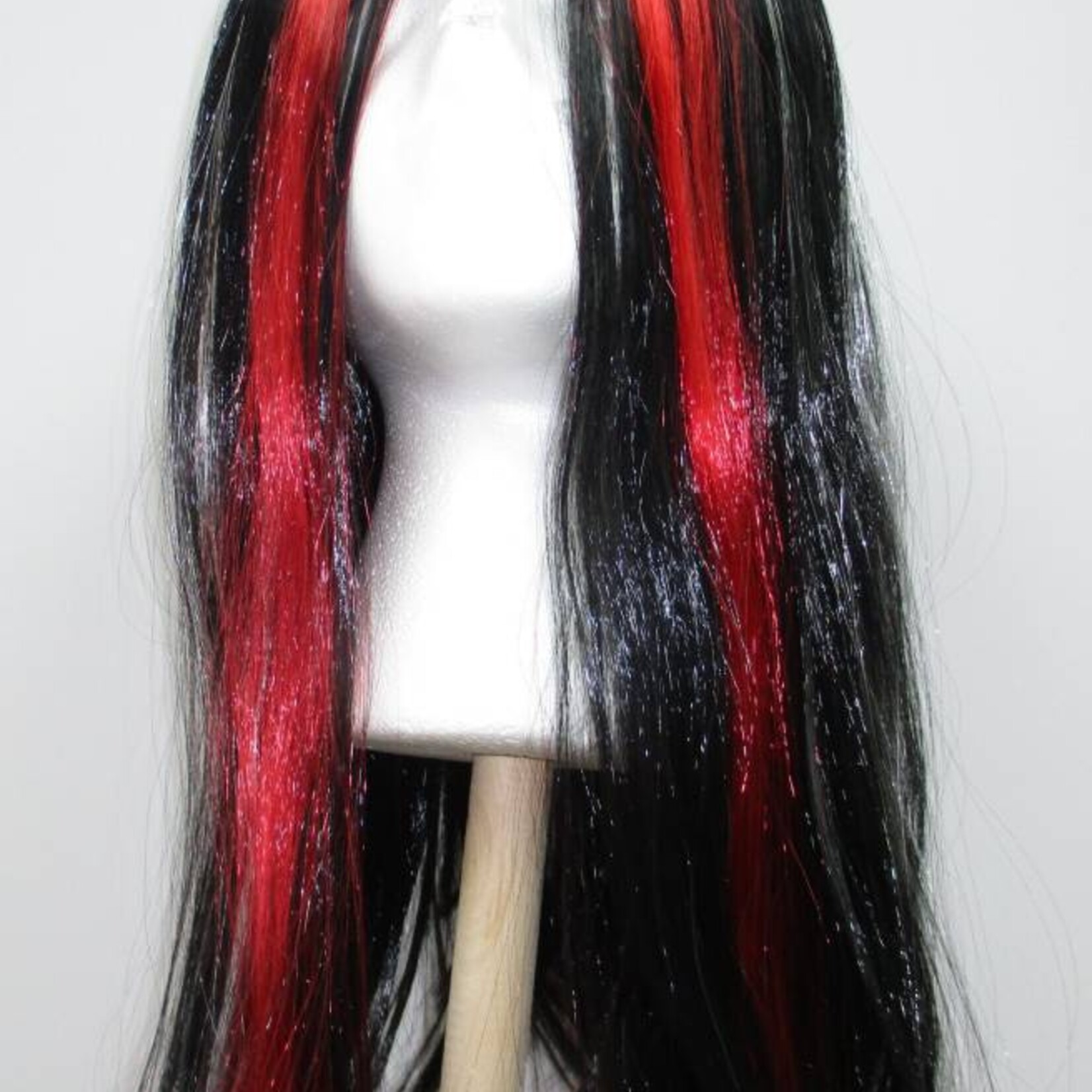 Long Hair Wig - Black/White/Red