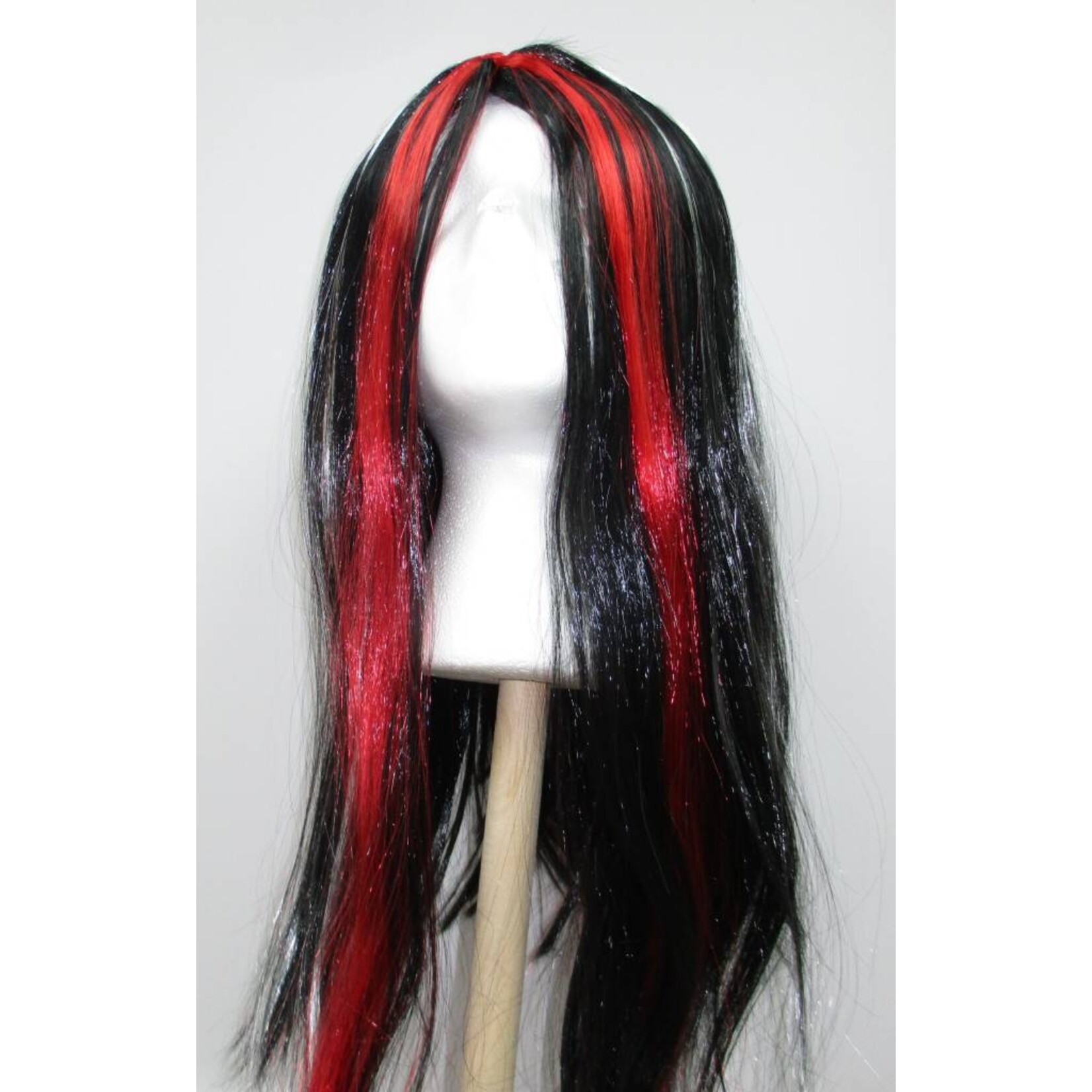 Long Hair Wig - Black/White/Red