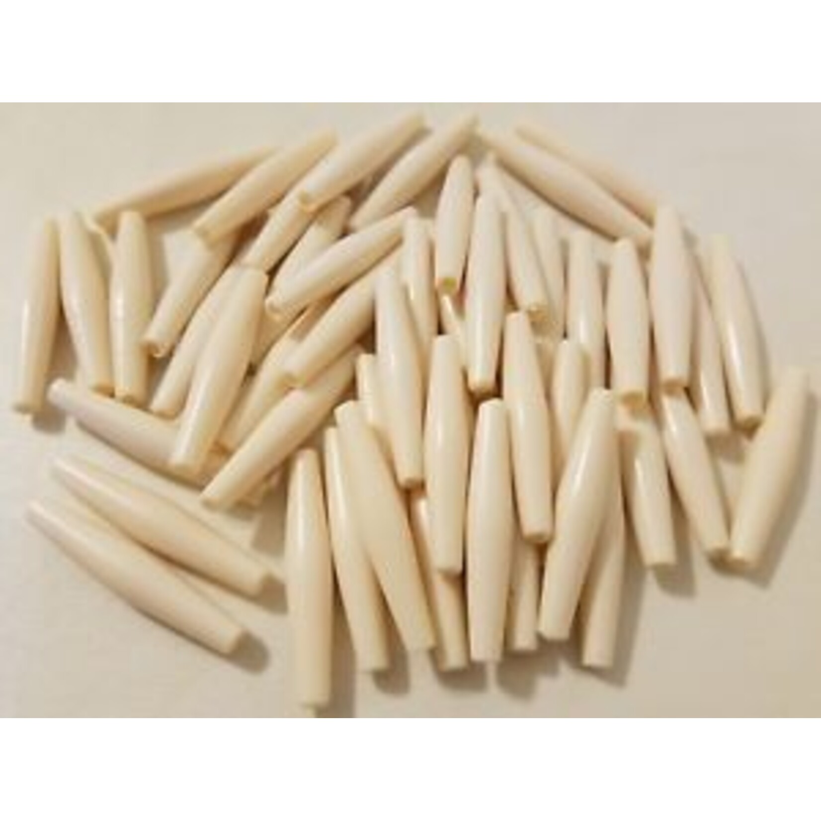Hairbone Pipe  Worked On Bone  Ivory 0.5" (100 Pieces) Oval