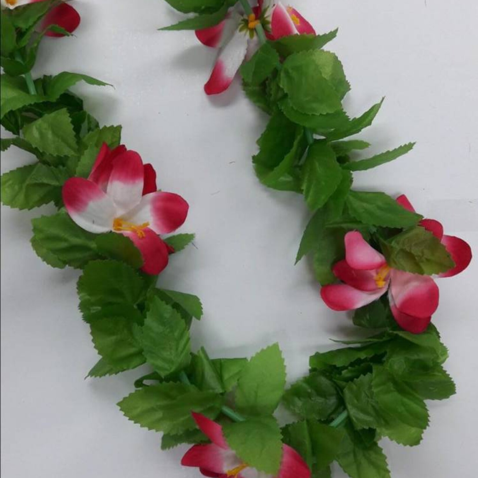 Luau Flower Leis  Green Leaves and Assorted two colour flowers