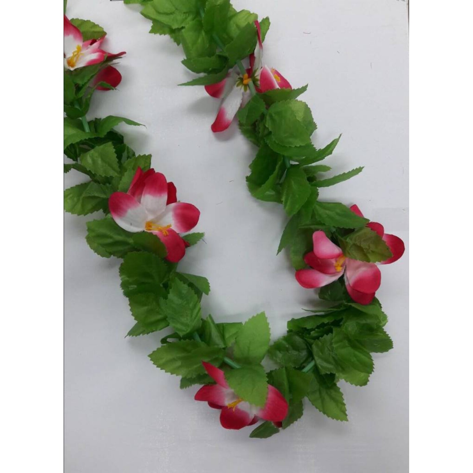 Luau Flower Leis  Green Leaves and Assorted two colour flowers