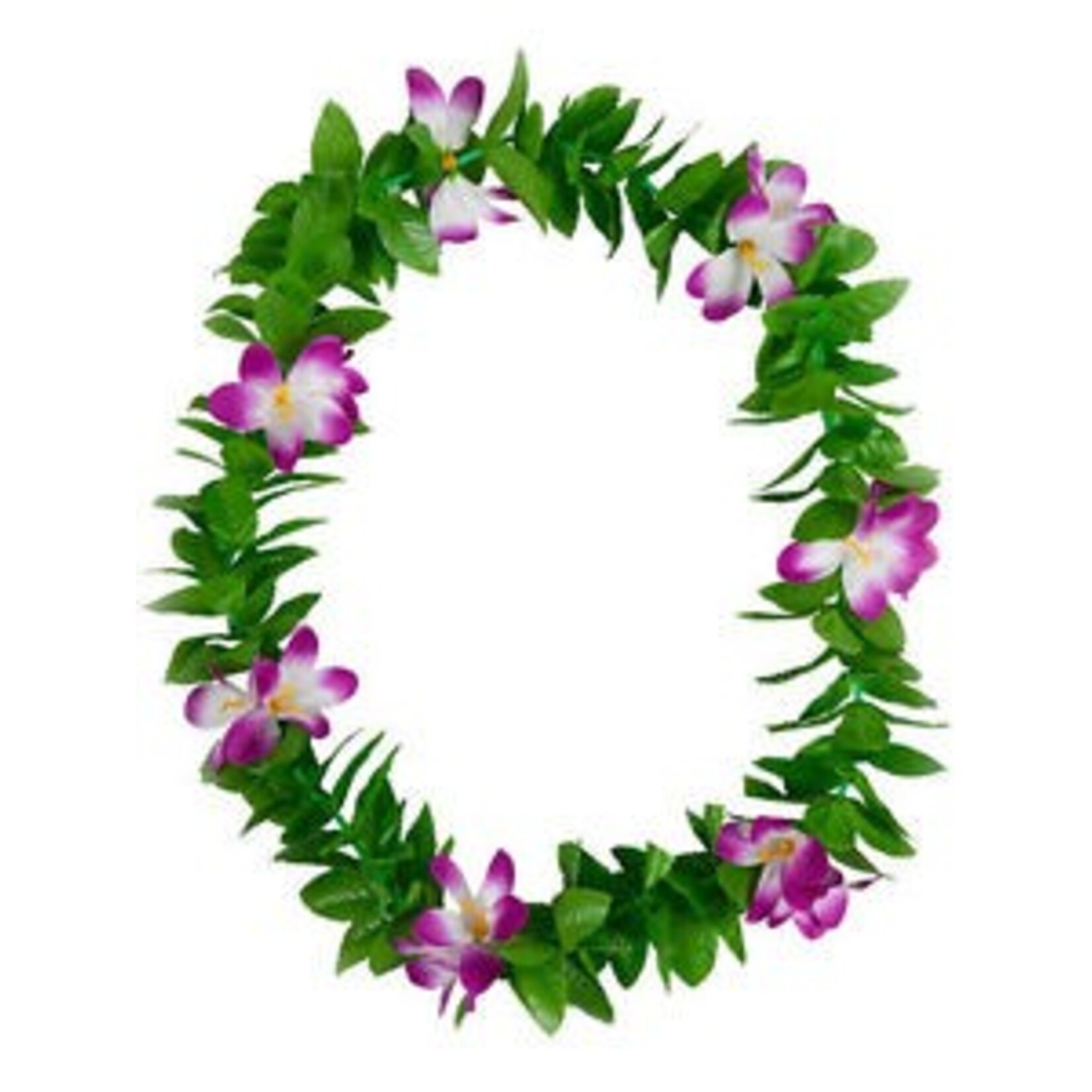 Luau Flower Leis  Green Leaves and Assorted two colour flowers