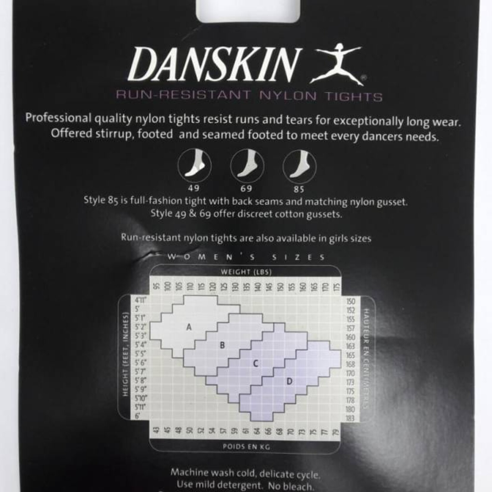 Danskin Run-Resistant Nylon Tights Size A Black