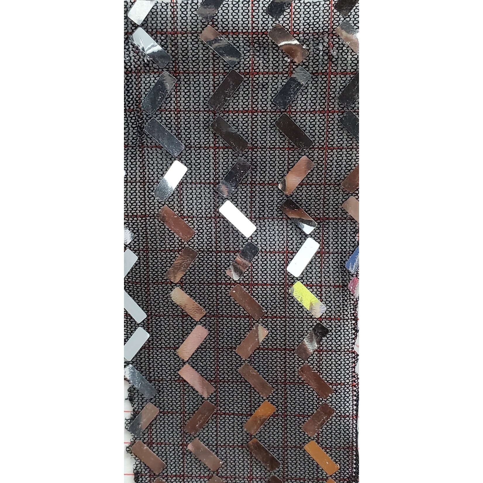 Mesh Zig Zag Foil Silver on Black