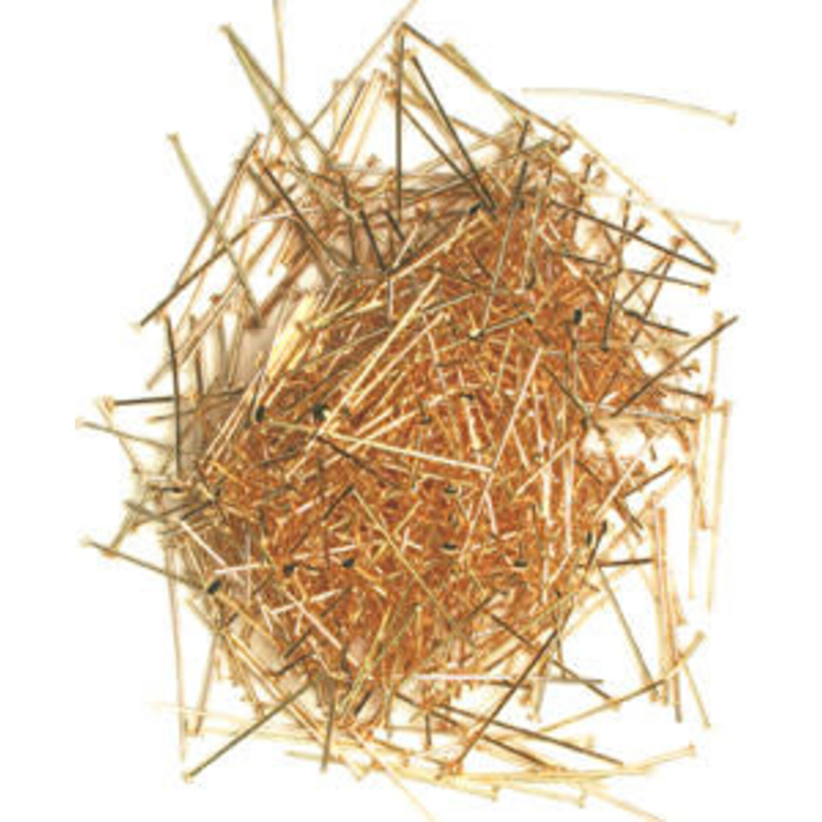 Head Pins (12 pcs) Gold 1 Inch 22ga (.025)