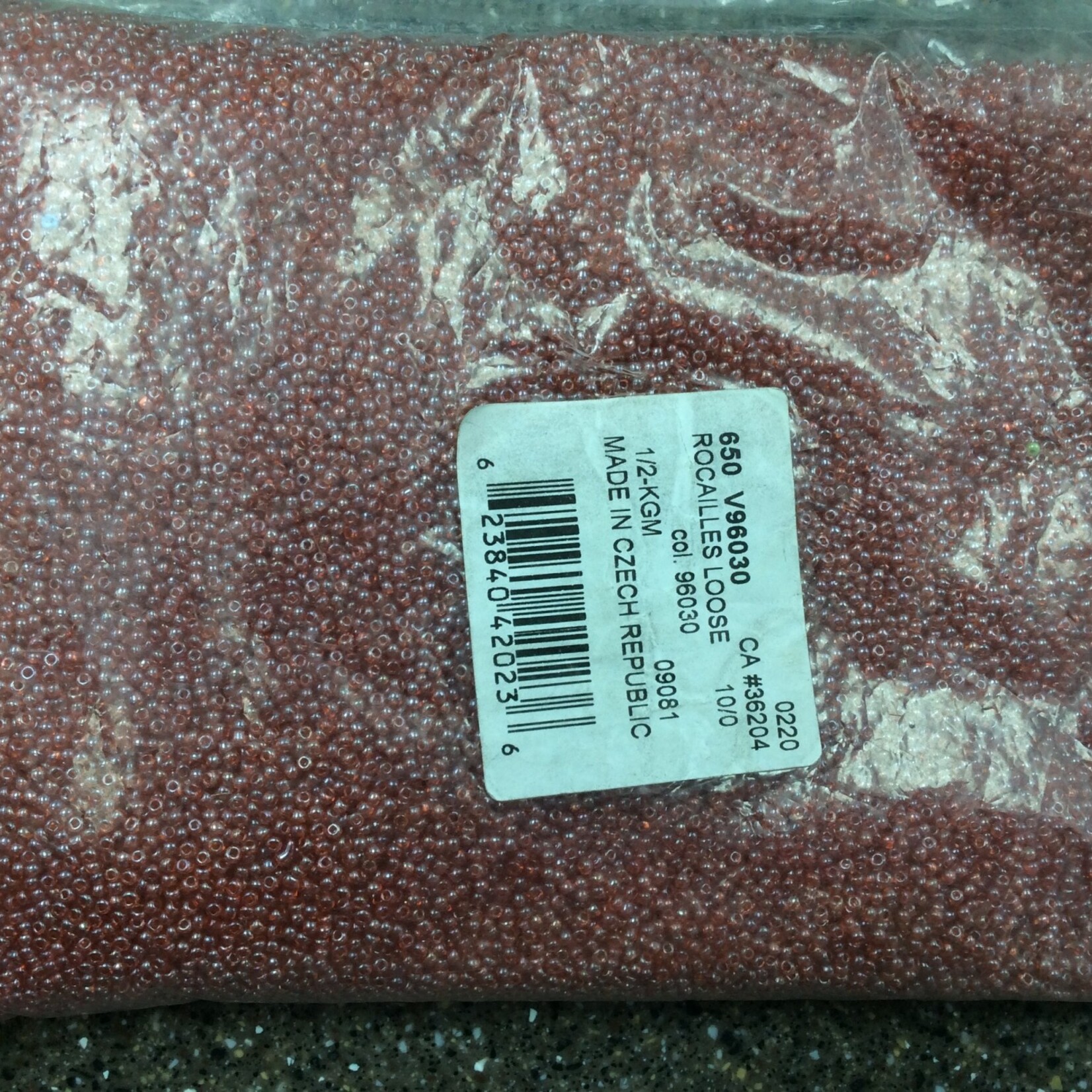 Seedbead (500 grams) Red 10/0 Transparent