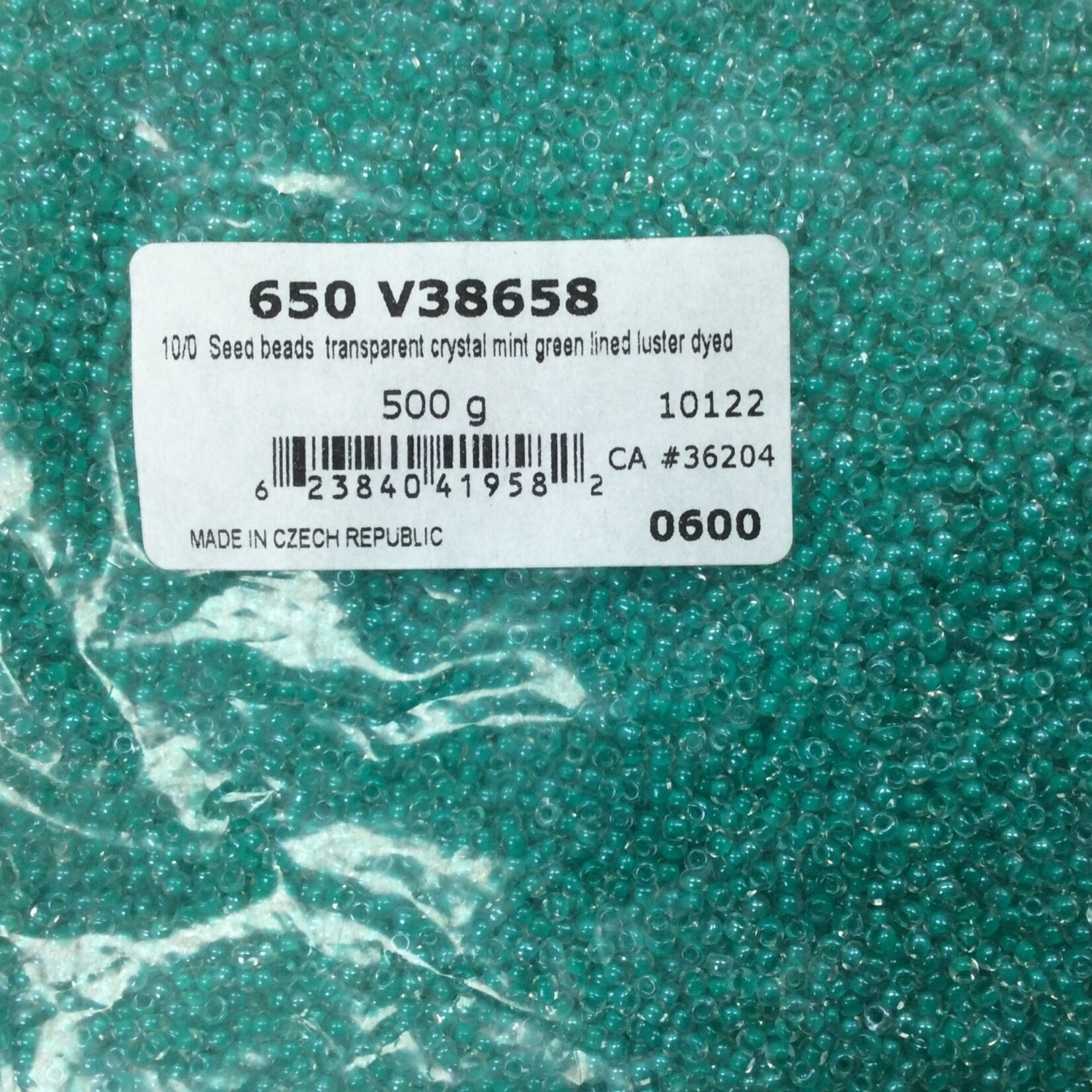 Seedbead (500 grams) Mint Green 10/0 Transparent