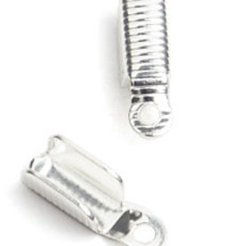 End Clamps (Leather Crimps) Coiled  Silver (12Pcs)